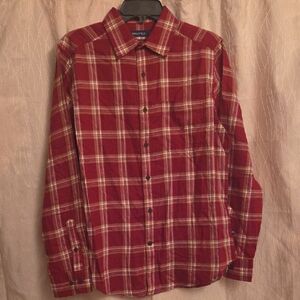 Nautica Burgundy and Cream Plaid Button-Down Shirt